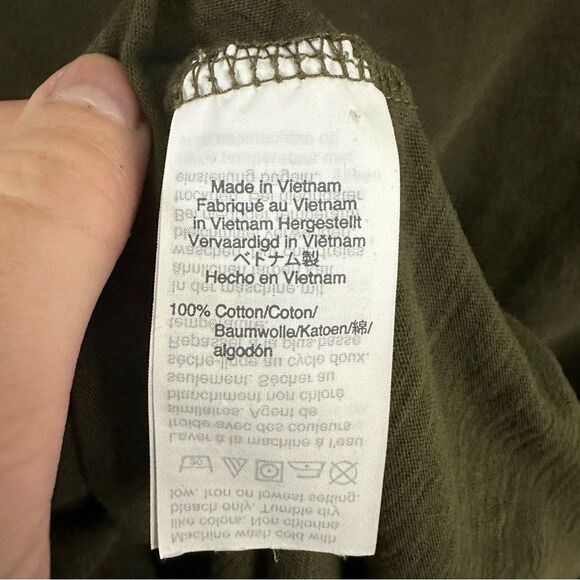 Madewell Army Green Whisper Cotton Turtleneck Tee Size Medium Minimalist Casual - Picture 8 of 14